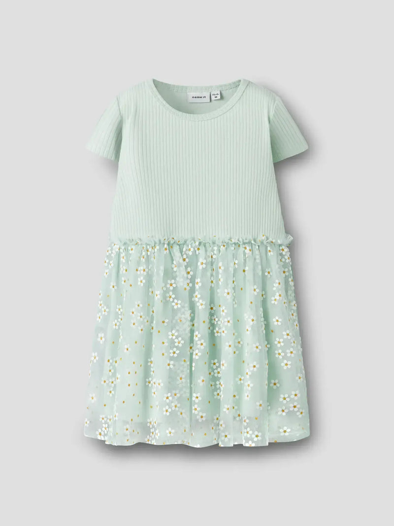 Name it Floral Mini SS Dress  | Aqua
