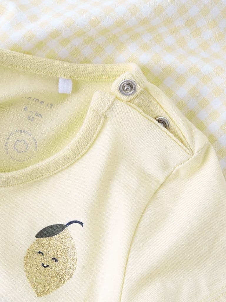 Name it Funny SS NB Dress Set | Lemon