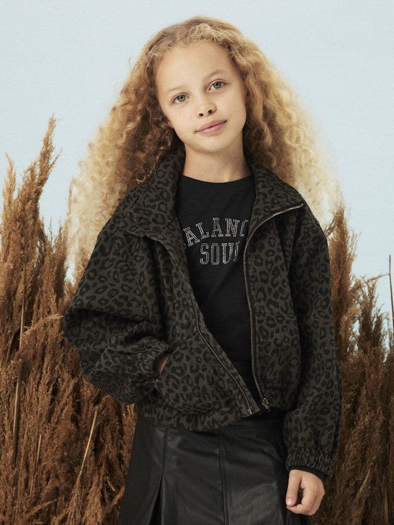 Name it Lela Kids Long Sleeve LEO Twill Jacket | Grey