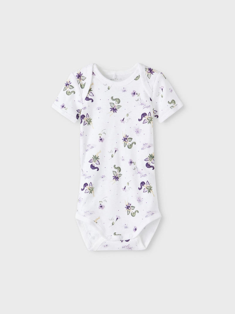 Name It NB Body S/S 3 Pack Petal Fairy Lavender