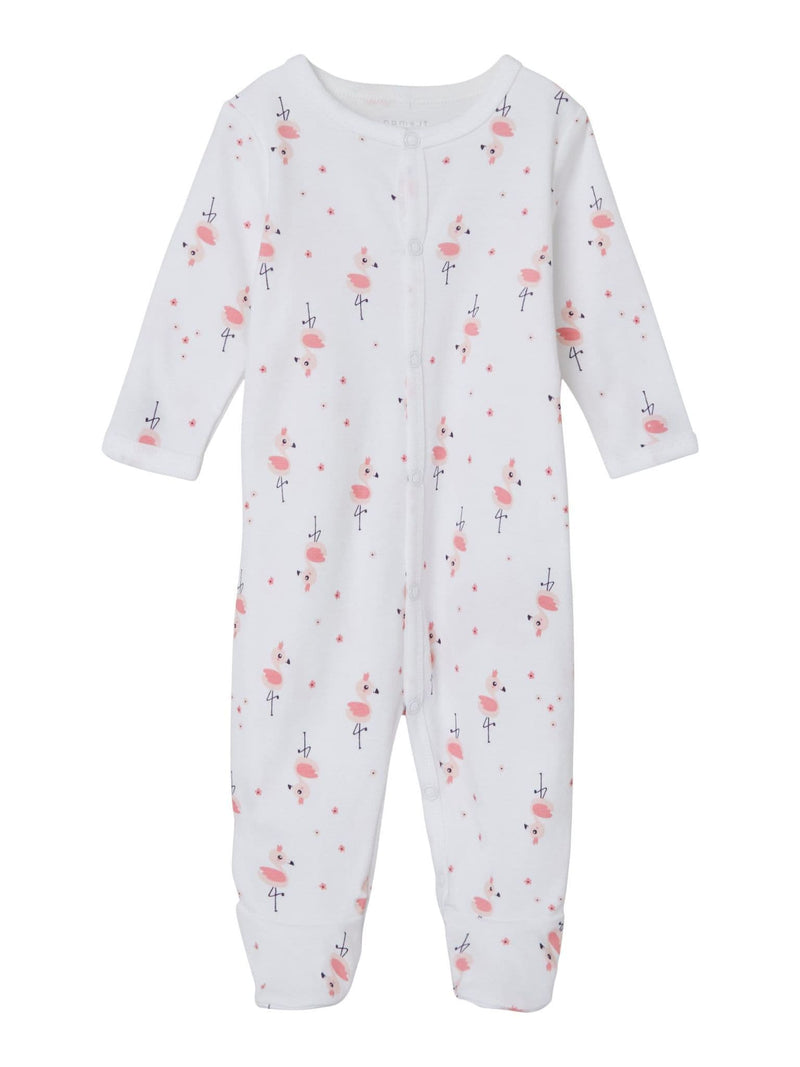 Name it Nightsuit NB W/F Flamingo| White