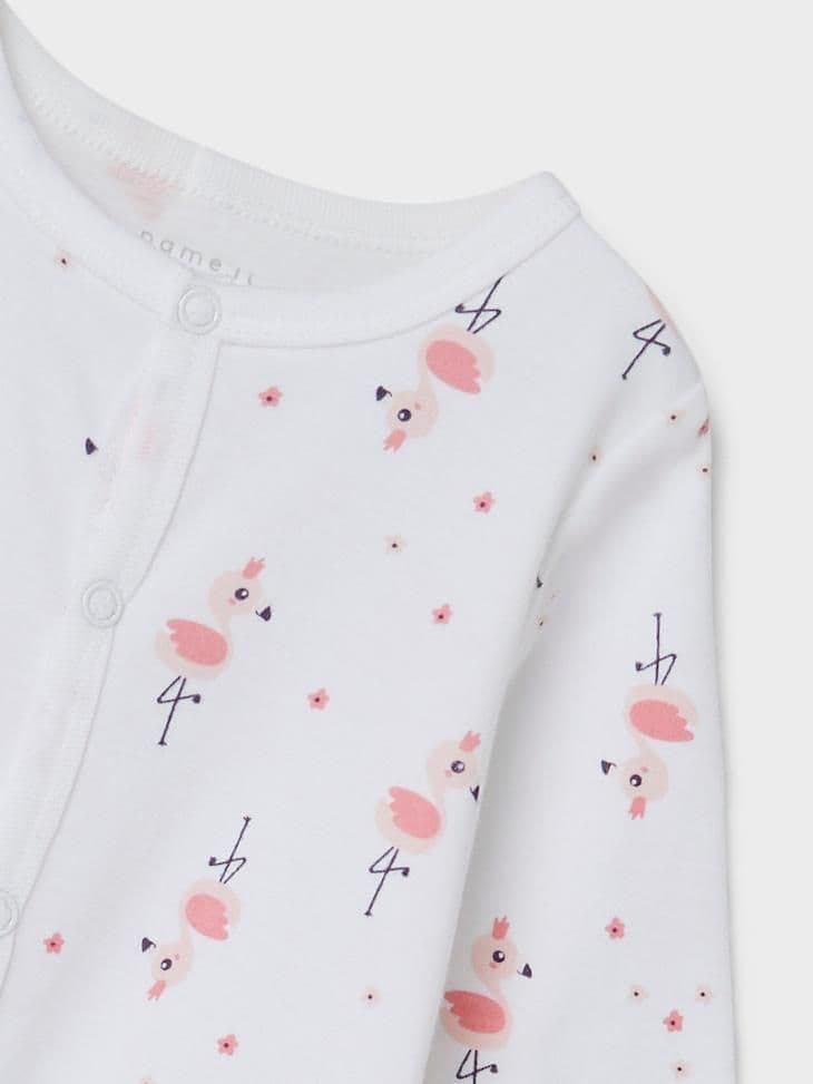 Name it Nightsuit NB W/F Flamingo| White