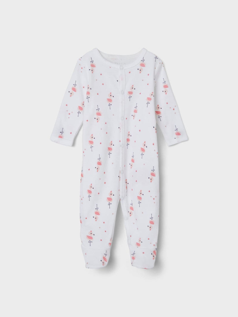 Name it Nightsuit NB W/F Flamingo| White