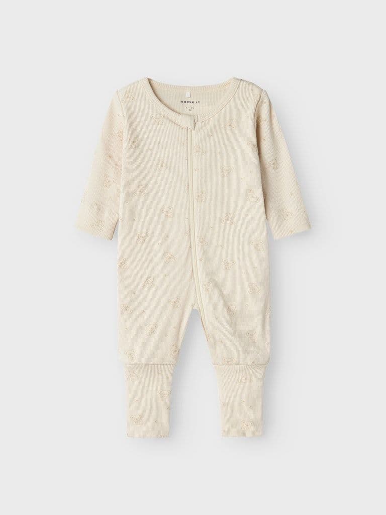 Name it Nightsuit NB Zip FF Rainy | Light Grey