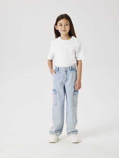 Name it  Rose Kids HW Wide Cargo Jeans| Light Blue