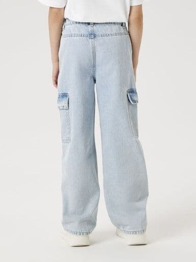 Name it  Rose Kids HW Wide Cargo Jeans| Light Blue