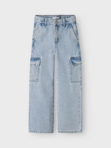 Name it  Rose Kids HW Wide Cargo Jeans| Light Blue