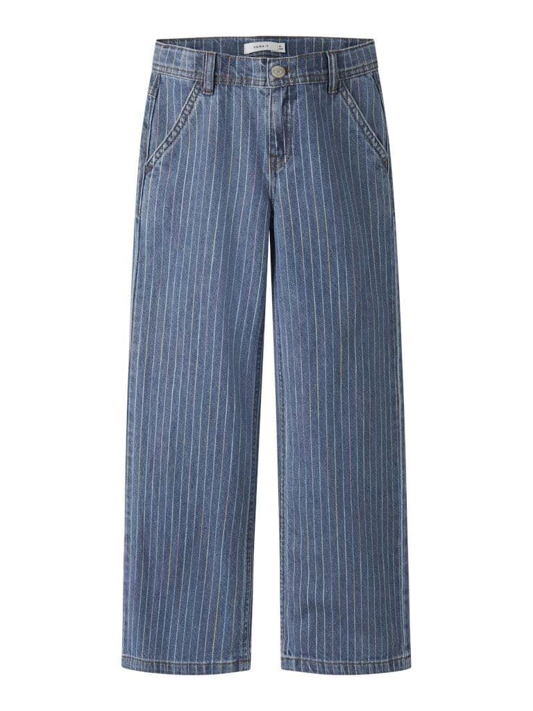 Name it  Rose Kids Wide Stripe Jeans | Med Blue