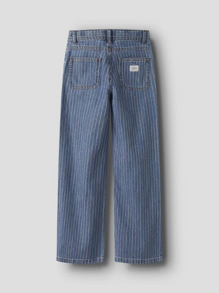 Name it  Rose Kids Wide Stripe Jeans | Med Blue
