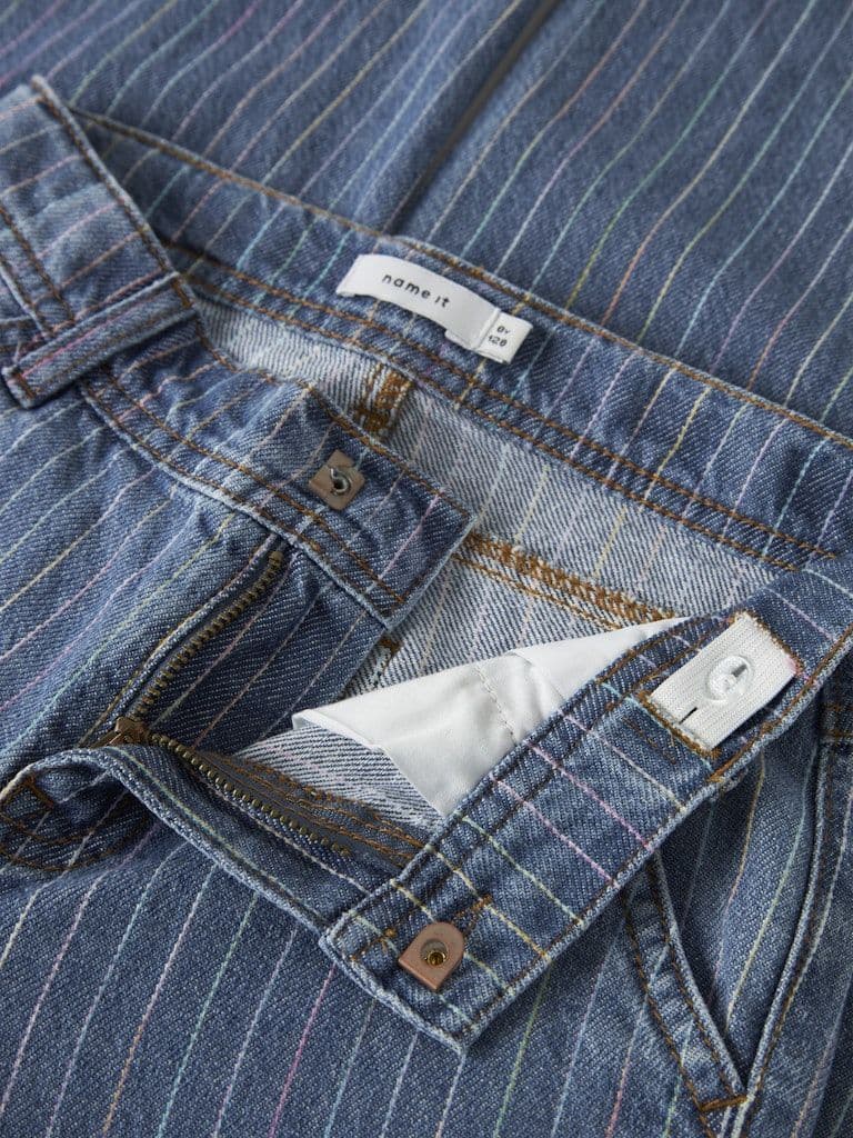 Name it  Rose Kids Wide Stripe Jeans | Med Blue