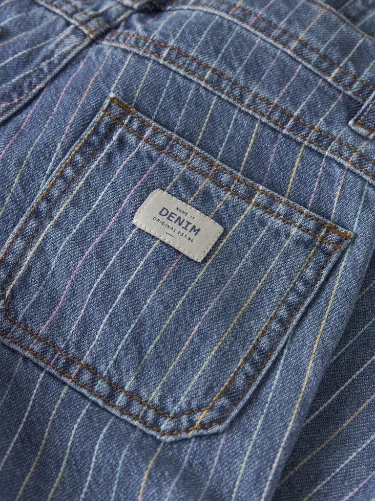 Name it  Rose Kids Wide Stripe Jeans | Med Blue