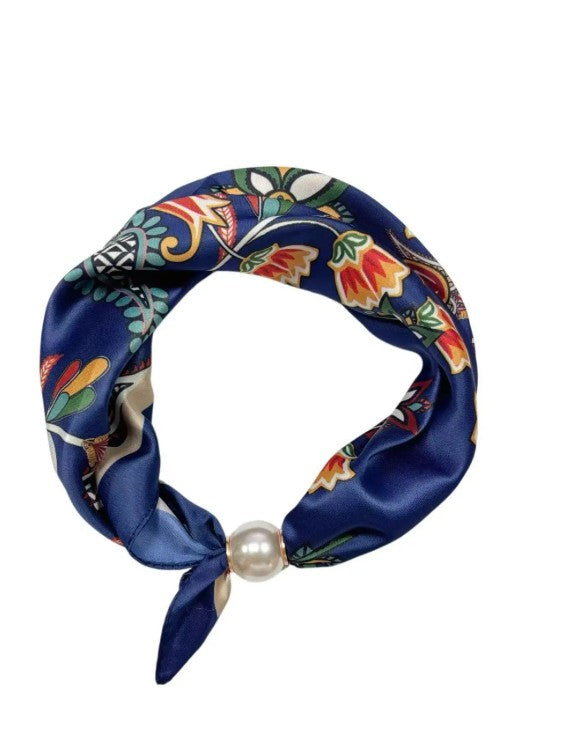 Best Angel Scarf with pearls & Magnetic Closure | Navy BA4414_5