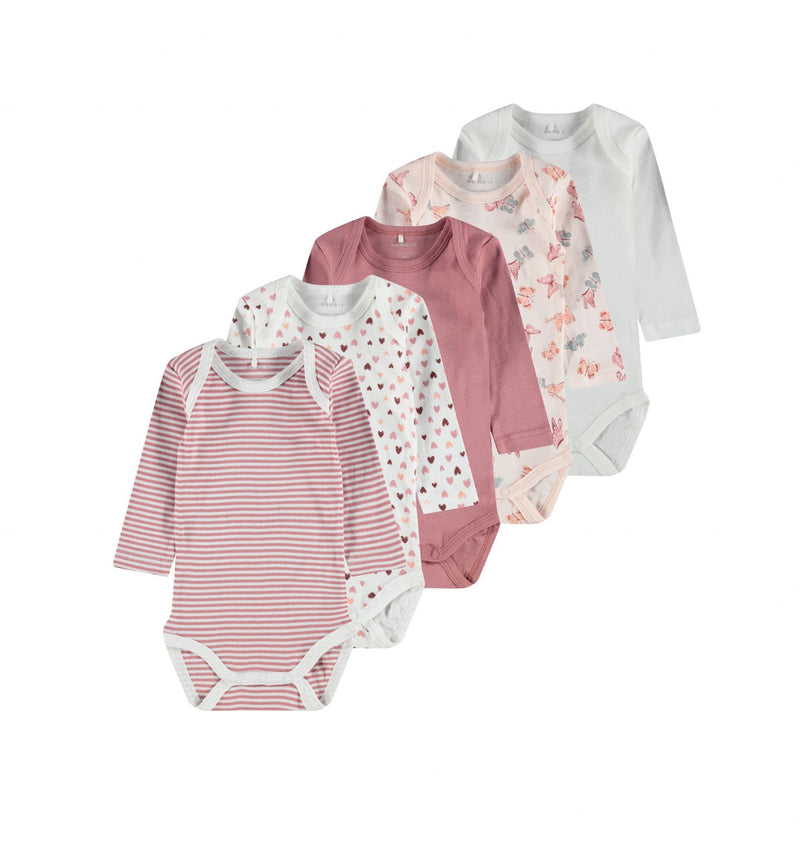 NB 5-PACK ROMPER  Dusty Pink