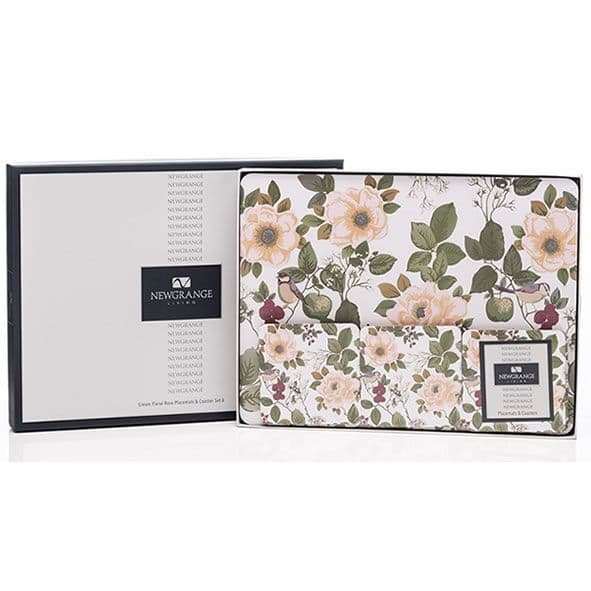 Negrange Cream Rose Floral Placemats & Coaster Set |  30305