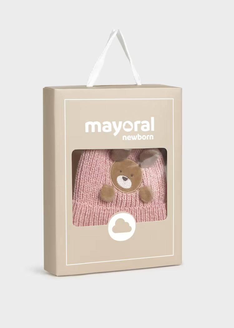 Mayoral Teddy Bear Hat & Socks Set | Rose 9124