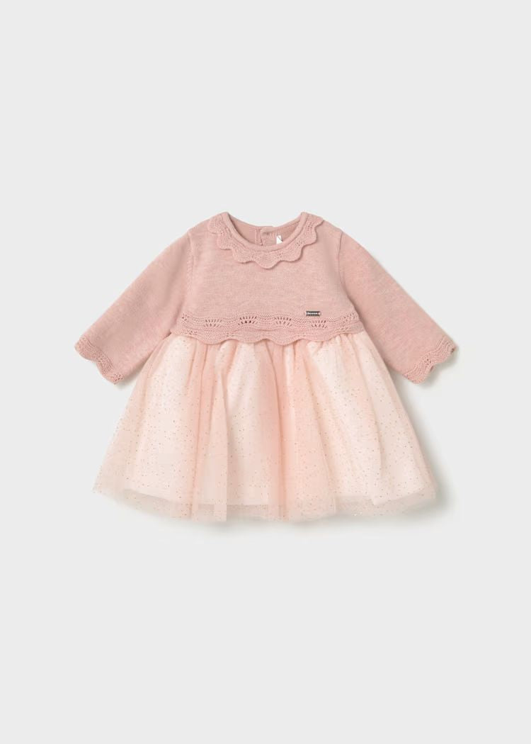 Mayoral Knit & Tulle Dress | Rose 2809