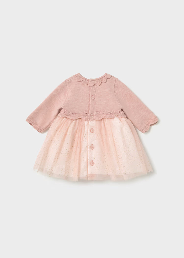 Mayoral Knit & Tulle Dress | Rose 2809
