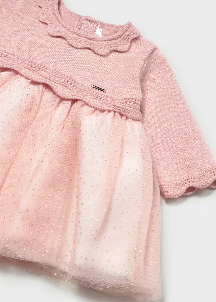 Mayoral Knit & Tulle Dress | Rose 2809