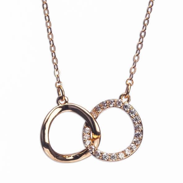 Newgrange Interlock Diamante Rings Necklace | Gold 600045