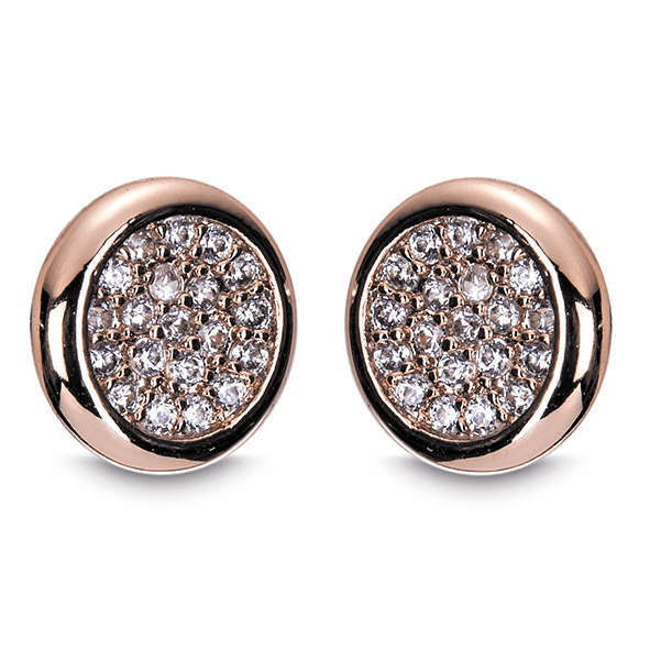 Newgrange 600019 Rose Gold Diamante Round Earrings