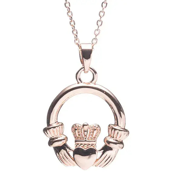 Newgrange Living Rose Gold Claddagh Pendant 600370