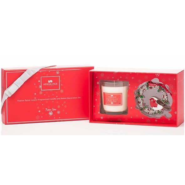 Newgrange Festive Spice Candle & Robin Decoration| 9145R