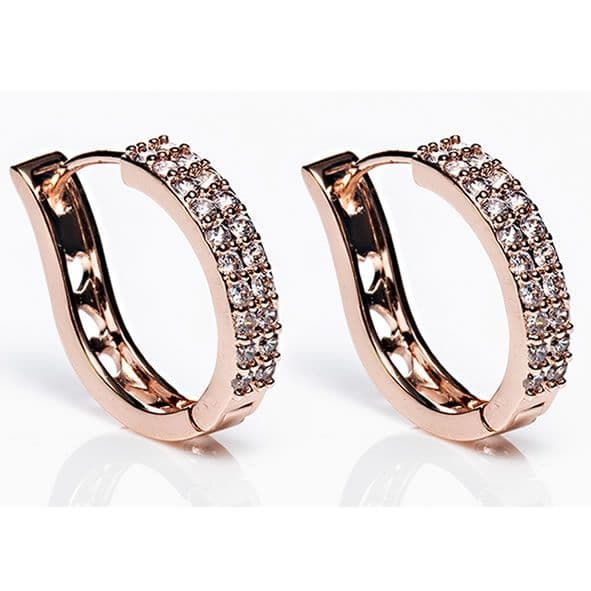 Newgrange Living Rose Gold Diamanté Large Hoop Earrings 600070