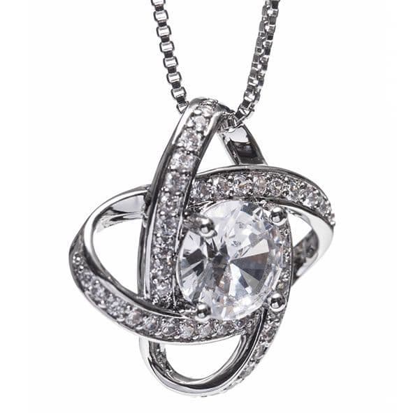 Newgrange Interlocking Diamond With Stone Pendant | Silver 600083