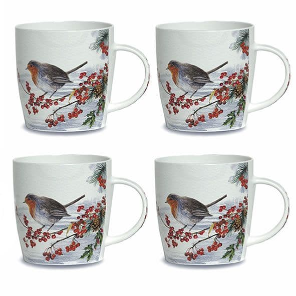Newgrange Robin Bone China Mug Set 4 | 30251R