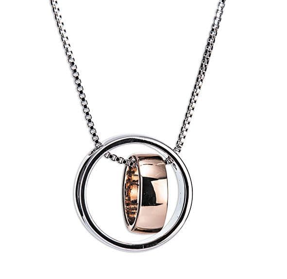 Newgrange Silver & Rose Gold Ring Pendant | Silver 600009