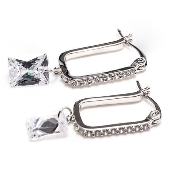 Newgrange Square Diamond  Earrings | Silver  600351