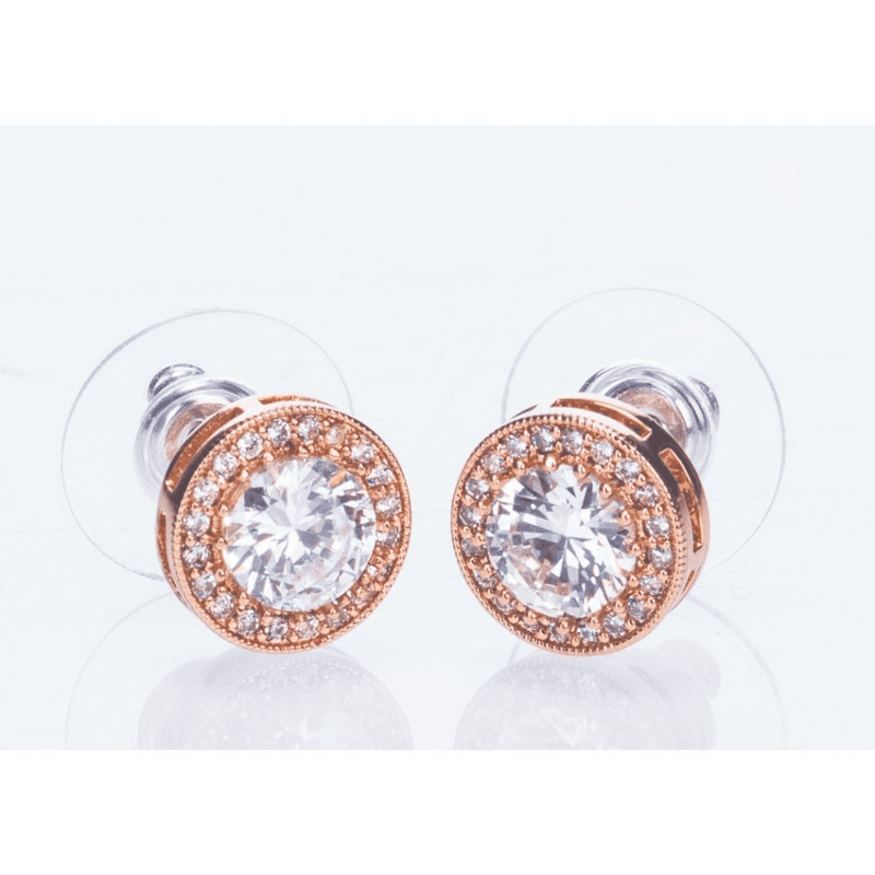 Newgrange Stone and Diamante  Earrings  | Rose Gold 600042