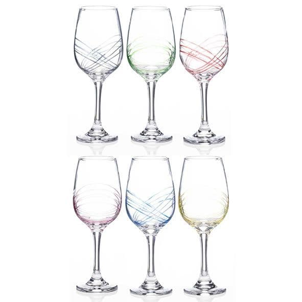 Newgrange Swirl Rainbow Wine  Glass Set Of 6 |1714200
