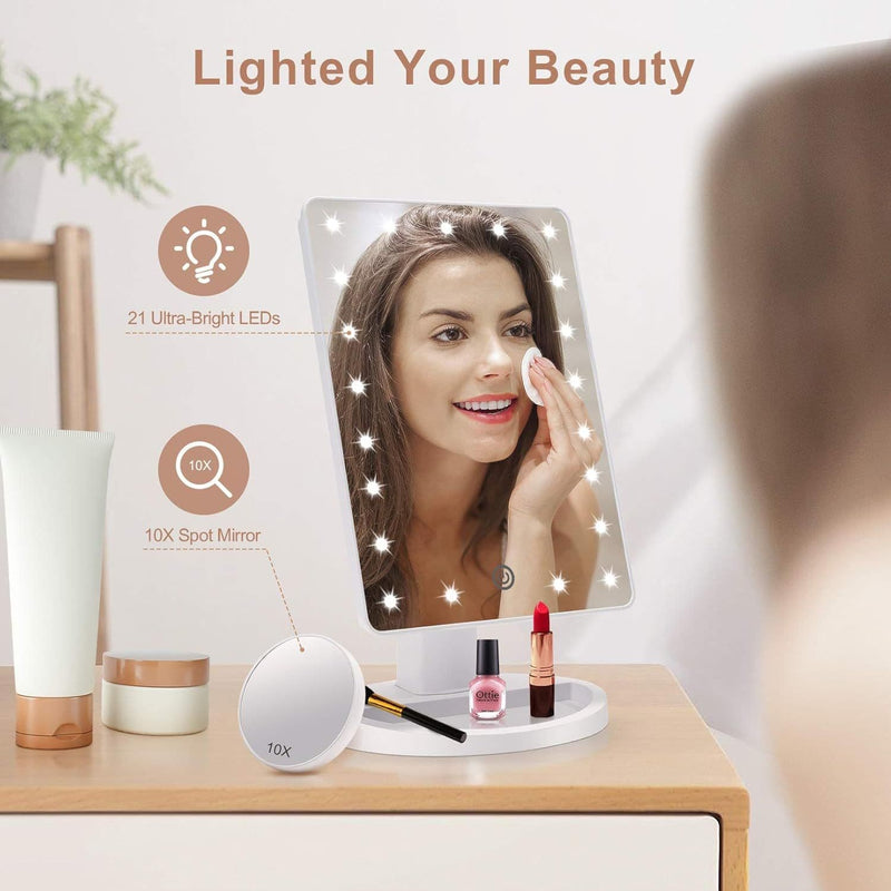 Nexus  Desk Top Mirror With Light | White RL 7