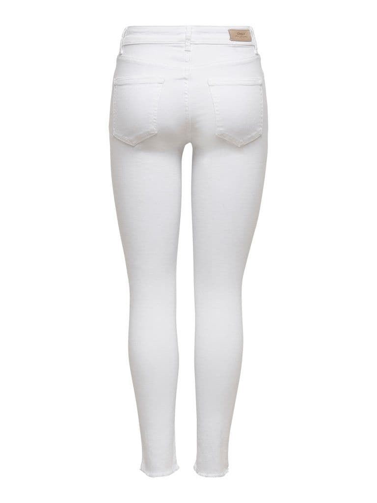 ONLY Blush Life Mid Waist Ankle raw Jeans| White