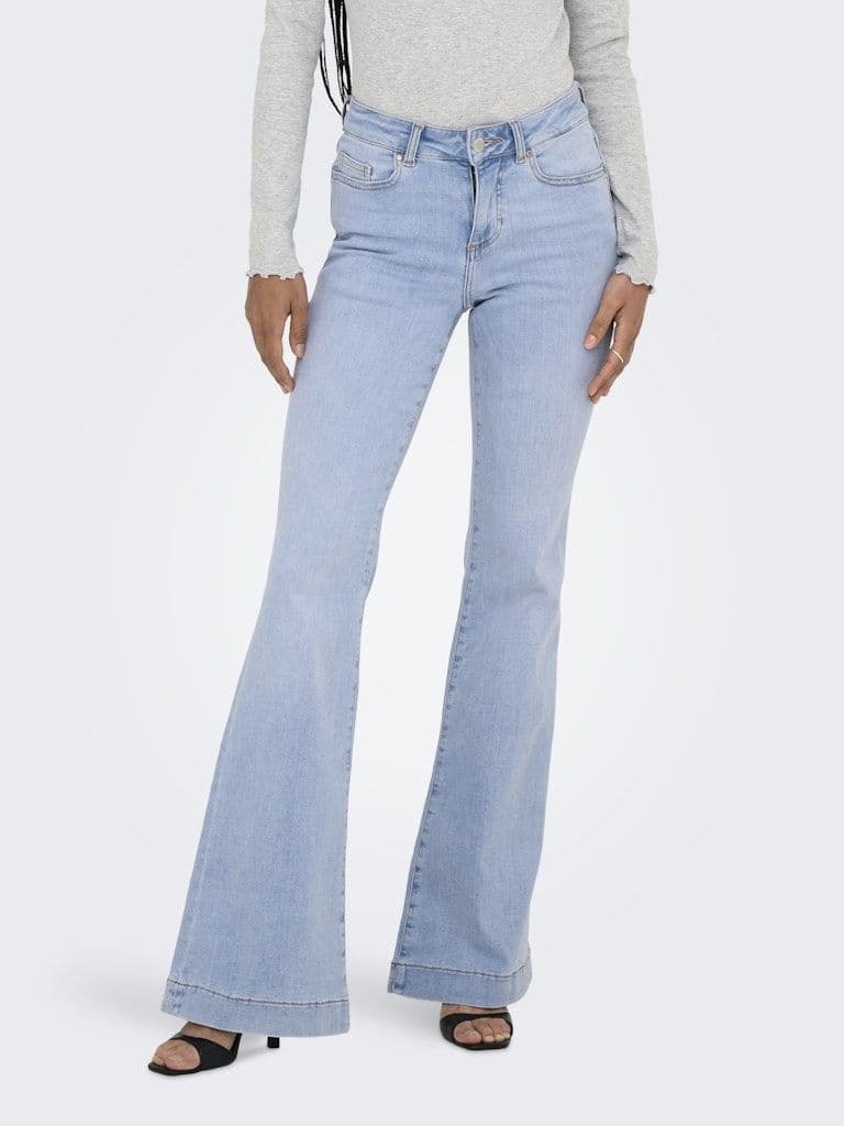 ONLY Blush MD Retro Flared Denim Jeans| Light Blue