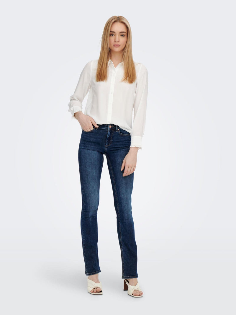ONLY  Blush Mid Flared Denim| Dark Blue