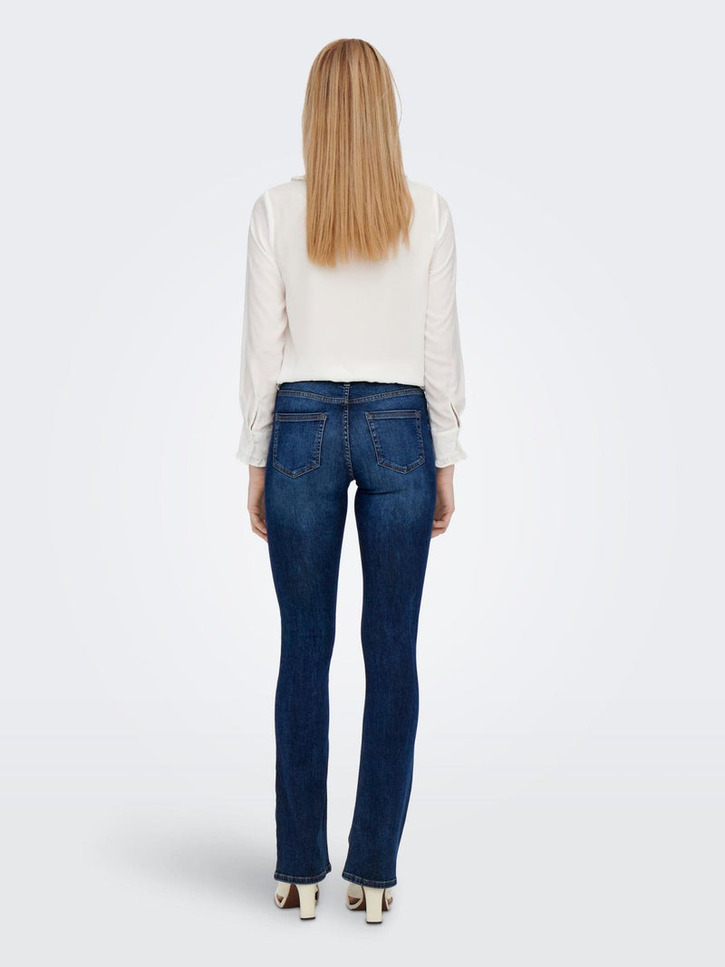 ONLY  Blush Mid Flared Denim| Dark Blue
