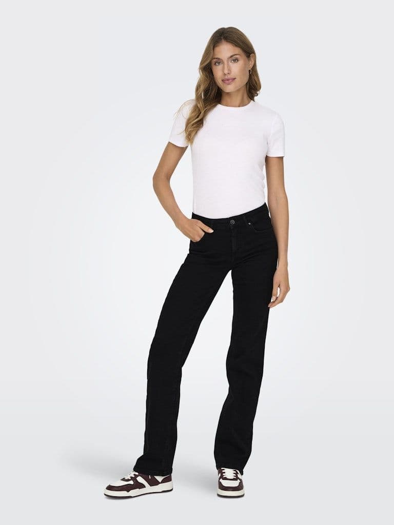 ONLY Blush Mid Straight Denim | Black