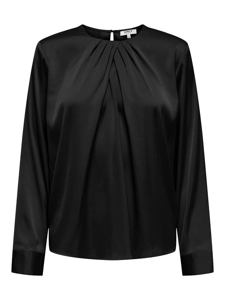 ONLY Camille LS Satin Detail Top | Black