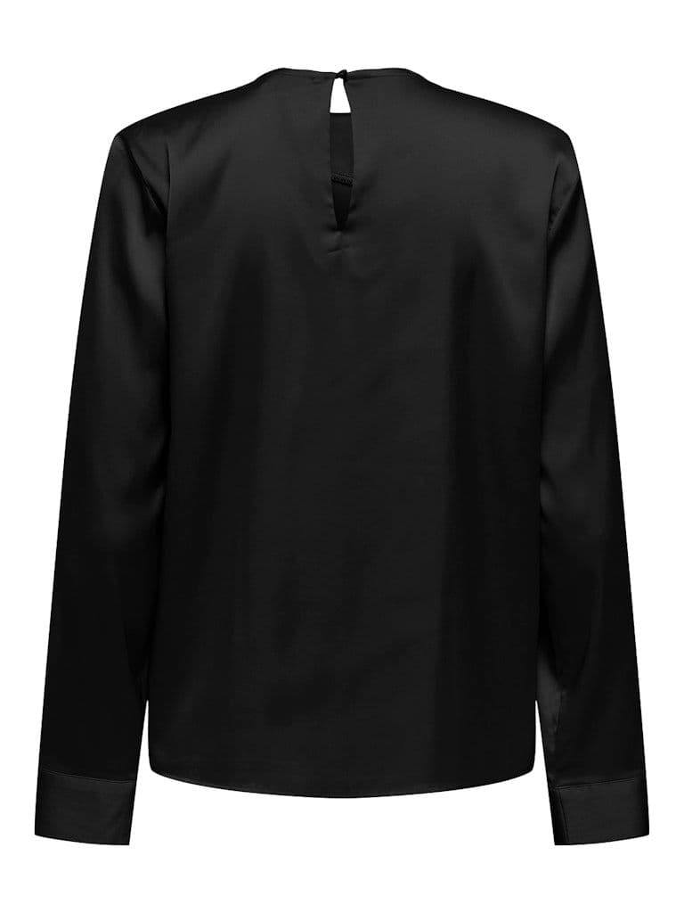 ONLY Camille LS Satin Detail Top | Black