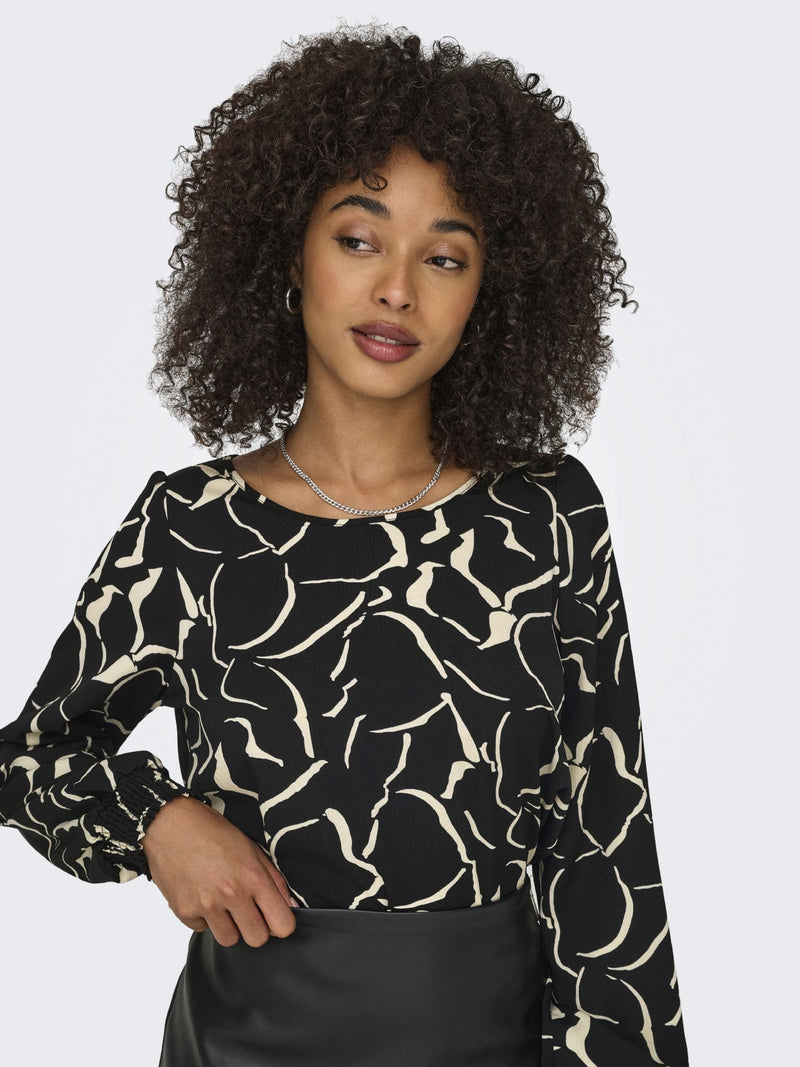 ONLY  Elite Life L/S Top  | Black Print