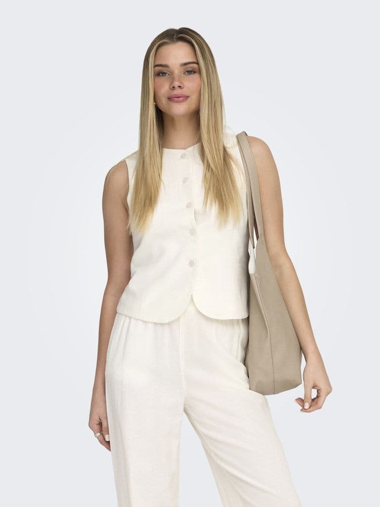 ONLY Goa S/L Linen BL Waiscoat | Cloud Dancer