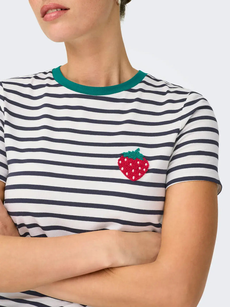 ONLY Heart Life S/S Tee | Strawberry