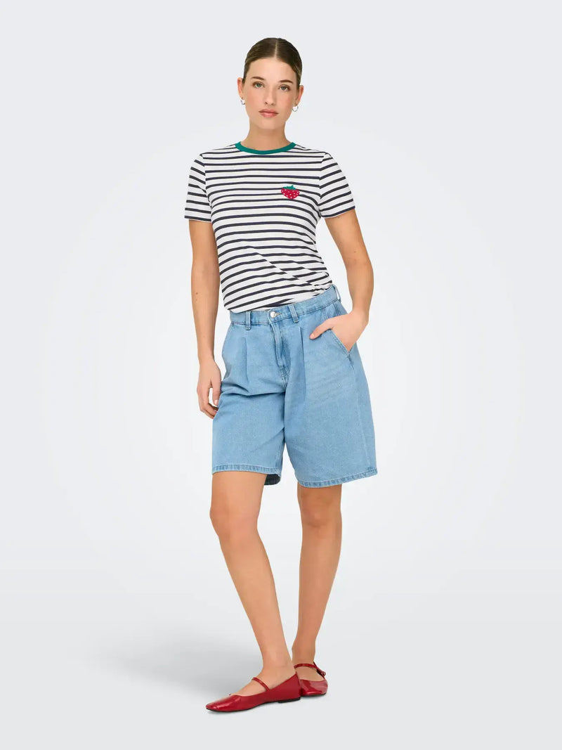 ONLY Heart Life S/S Tee | Strawberry