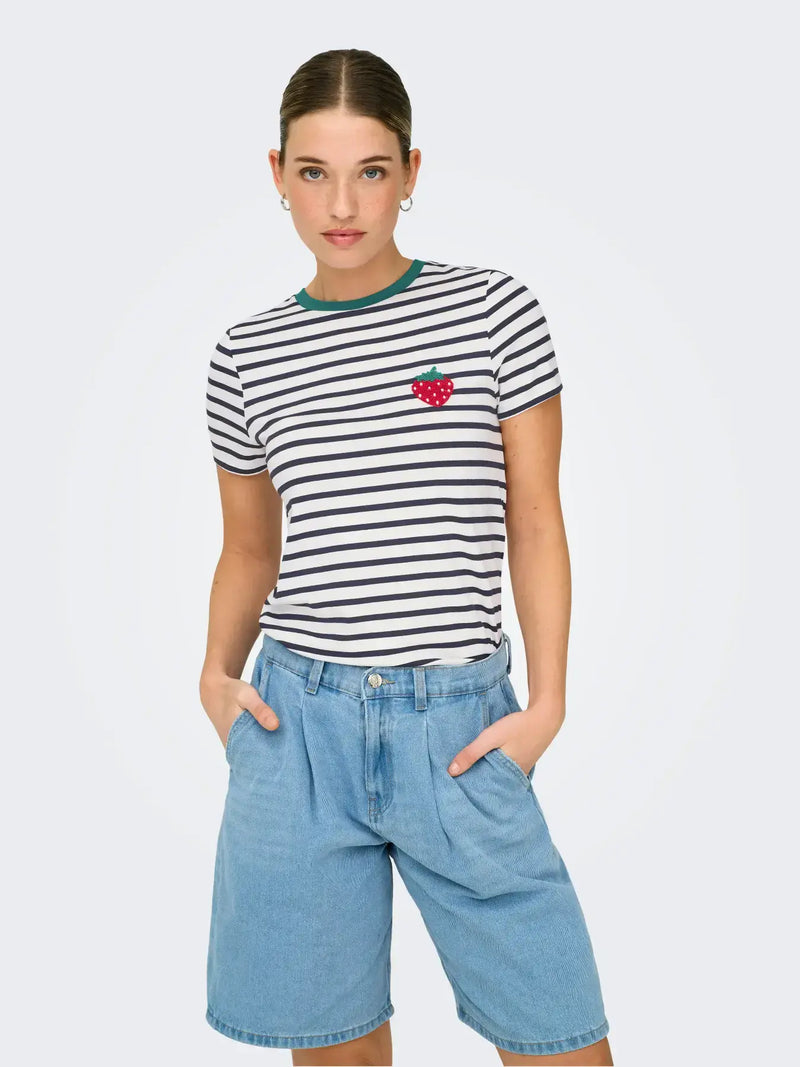 ONLY Heart Life S/S Tee | Strawberry