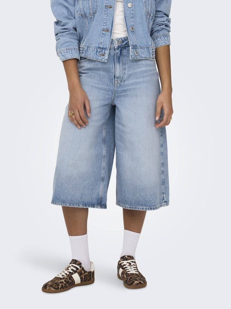 ONLY Hope HW Wide Long Shorts | Light Blue