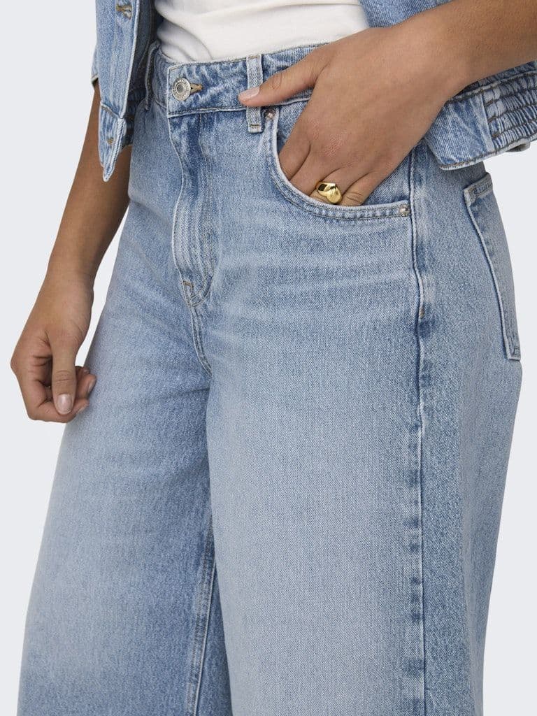 ONLY Hope HW Wide Long Shorts | Light Blue
