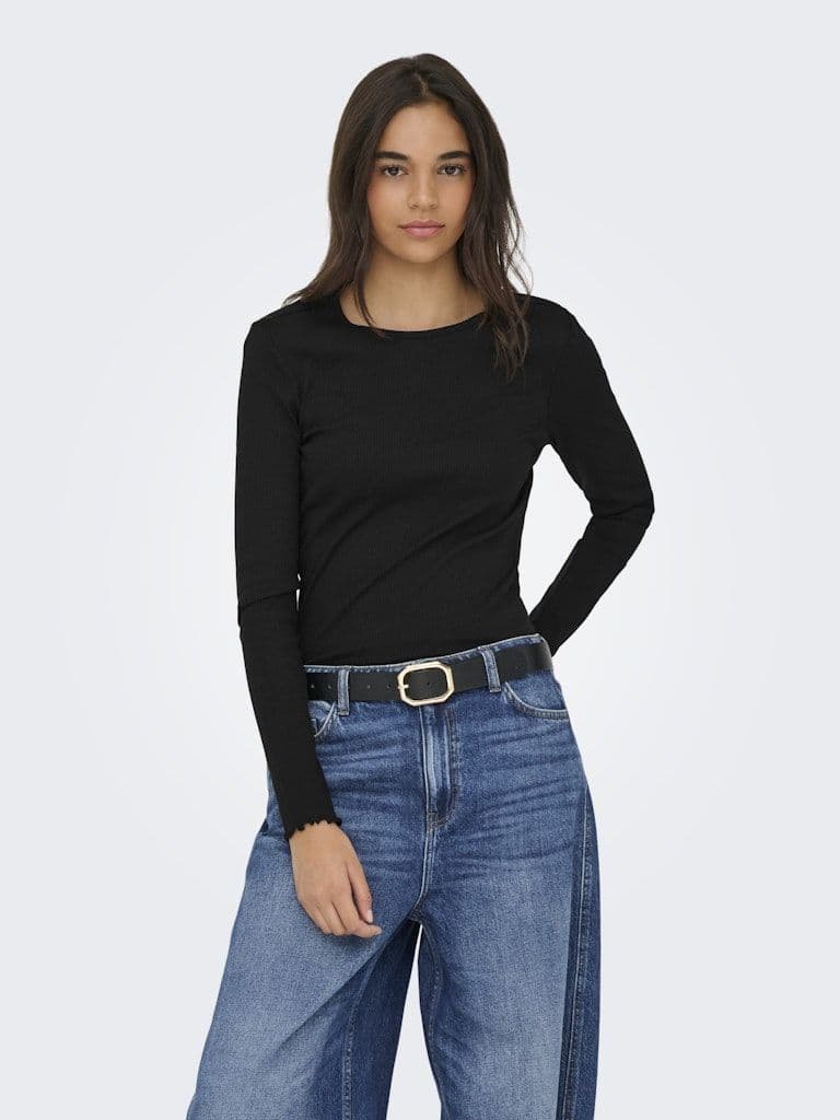 ONLY Ina Life L/S O-Neck Top | Black
