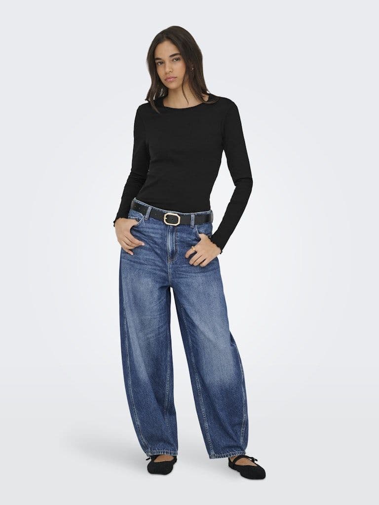ONLY Ina Life L/S O-Neck Top | Black